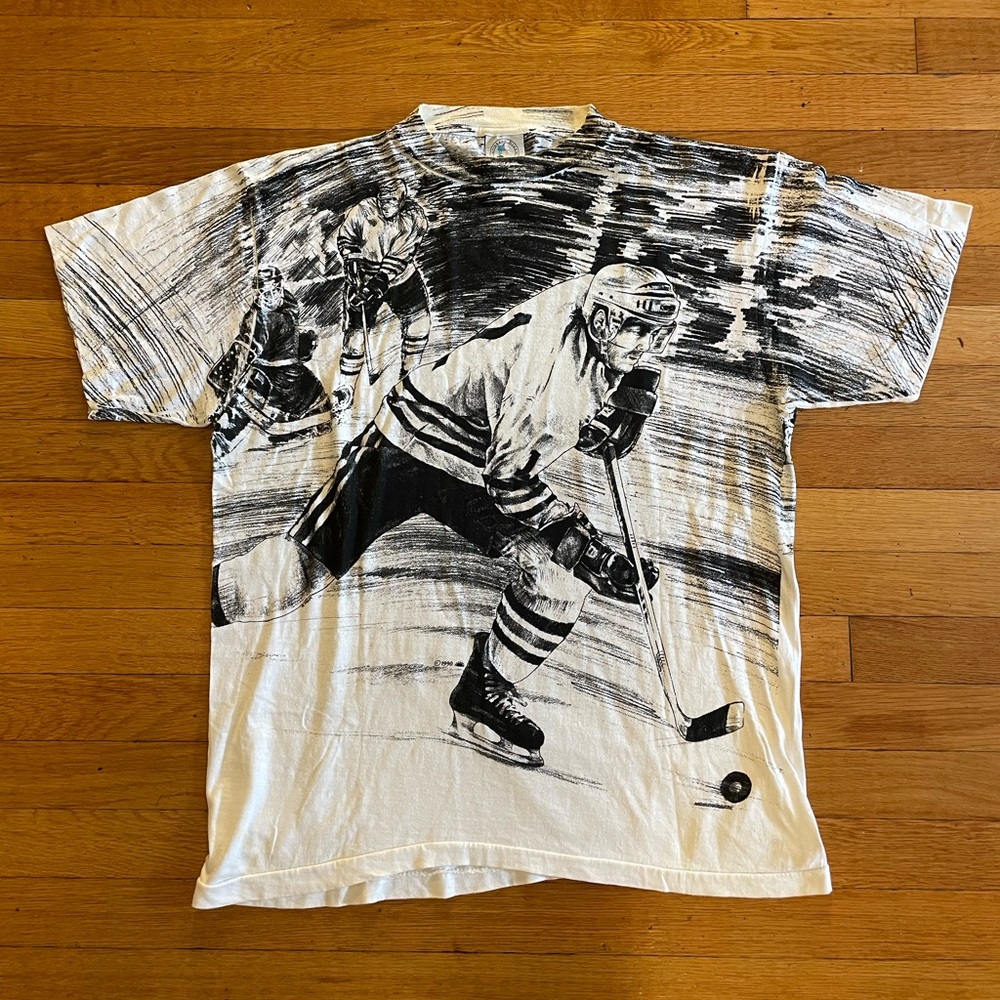 VTG 90s Hockey NHL All Over Shirt Single Stitch AOP Caribbean Dream Vintage XL